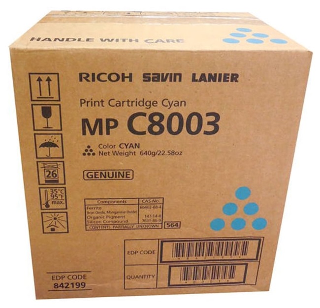Toner Ricoh MP C8003 / Cian 26k | 2404 - Toner Ricoh MP C8003 842199 Cian. Rendimiento 26.000 Páginas al 5%. Ricoh IM C6500 MP C6503 IM C8000 MP C8003 