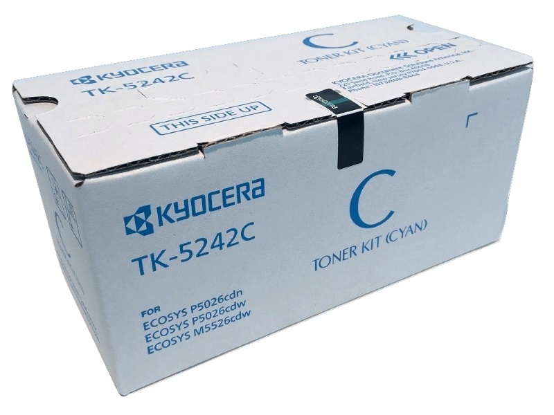 Toner Kyocera TK-5242C / Cian 3k | 2404 - Toner Kyocera TK-5242C Cian. Rendimiento 3.000 Páginas al 5%. 1T02R7CUS0 M5526cdw P5026cdw   