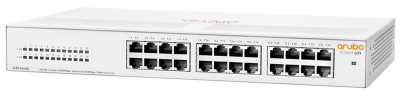 Switch 24-Puertos / HPE Aruba 1430 R8R49A | 2308 - R8R49A#ABA / Switch No Administrable Aruba Instant On 1430, 24 Puertos LAN Gigabit, Capa 2, Conmutación 48 Gbps, Procesamiento: 35.7 Mpps, Direcciones MAC 8K, Jumbo Frame 9K, Búfer de paquetes 2Mb
