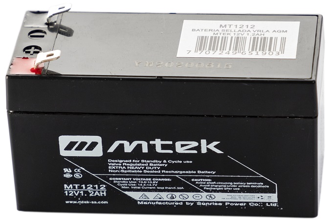 Batería 12V/   1.2Ah - MTEK MT1212 AGM | 2304 - Baterías MTek de Plomo-Acido, Regulada por válvula (VRLA), Sellada libre de mantenimiento 
