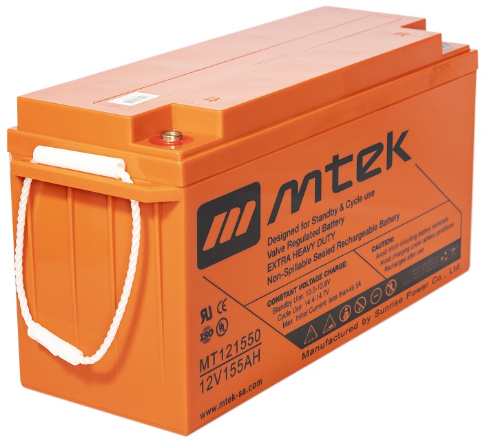 Batería 12V/155Ah - MTEK MT121550 AGM | 2304 - Baterías MTek de Plomo-Acido, Regulada por válvula (VRLA), Sellada libre de mantenimiento 