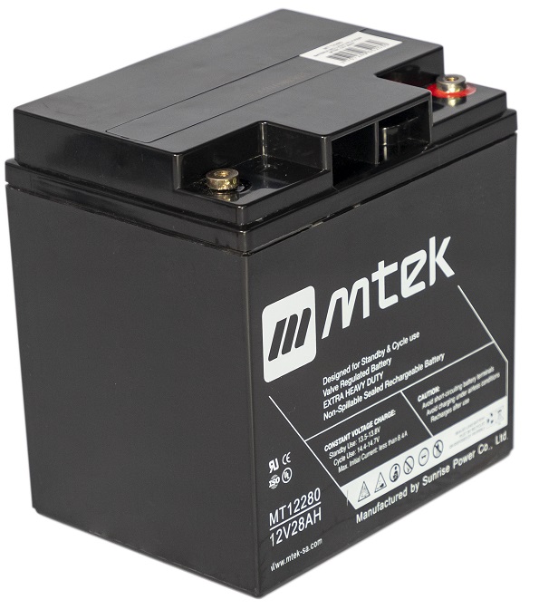 Batería 12V/ 28Ah - MTEK MT12280 AGM | 2304 - Baterías MTek de Plomo-Acido, Regulada por válvula (VRLA), Sellada libre de mantenimiento 