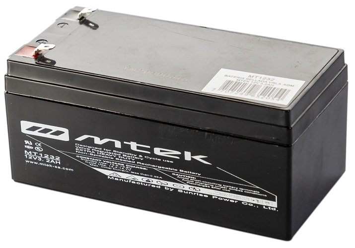 Batería AGM 12V/3.2Ah - MTEK MT1232 | 2110 - Baterías MTek de Plomo-Acido, Regulada por válvula (VRLA), Sellada libre de mantenimiento 