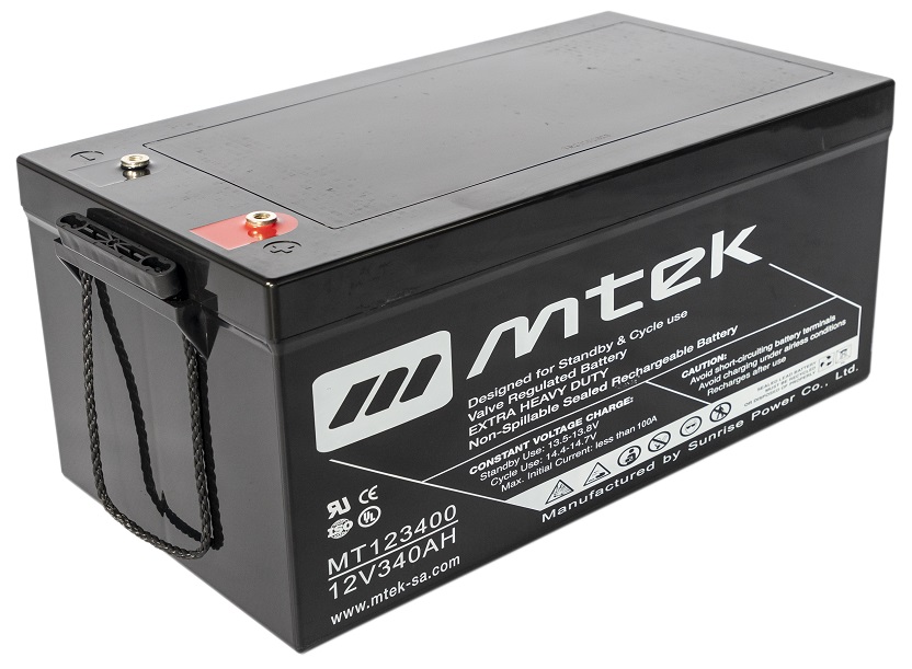 Batería AGM 12V/340Ah - MTEK MT123400 | 2110 - Baterías MTek de Plomo-Acido, Regulada por válvula (VRLA), Sellada libre de mantenimiento 