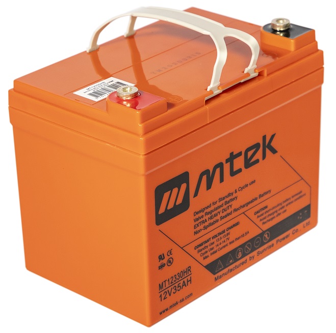 Batería AGM 12V/35Ah - MTEK MT12330HR | 2110 - Baterías MTek de Plomo-Acido, Regulada por válvula (VRLA), Sellada libre de mantenimiento 