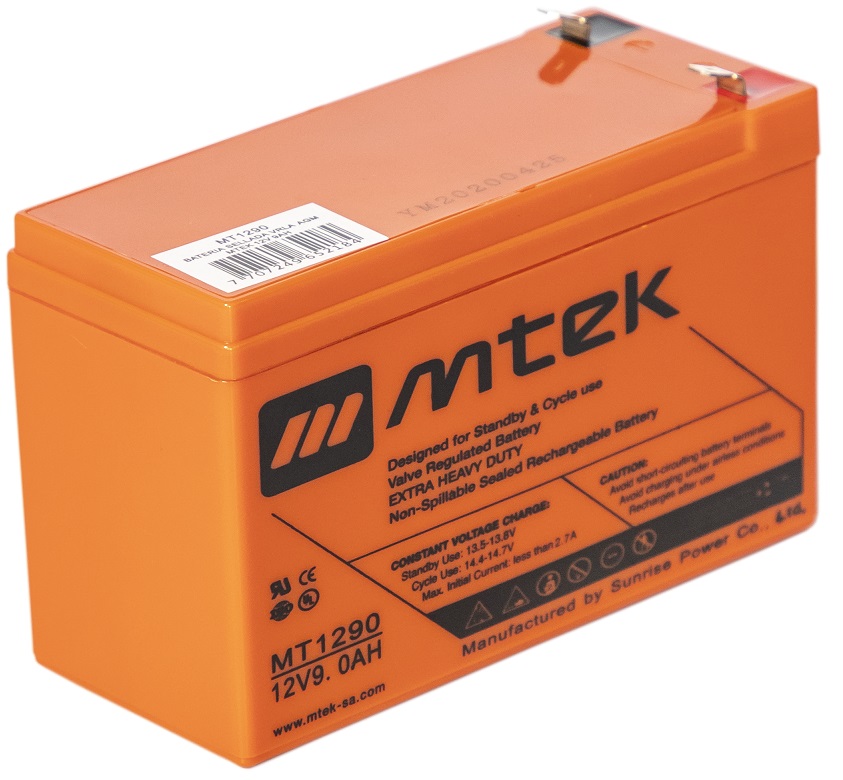 Batería AGM 12V/9.0Ah - MTEK MT1290 | 2110 - Baterías MTek de Plomo-Acido, Regulada por válvula (VRLA), Sellada libre de mantenimiento 