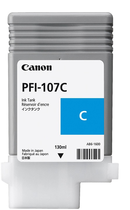 Cartucho de Tinta PFI-107C para - Canon ImagePrograf iPF680 / 6706B001AA Cian | 2201 - Original Cartucho de Tinta Canon PFI-107C / 6706B001AA, Color Cian, Rendimiento de impresión: 130 mililitros. PFI 107C PFI107C