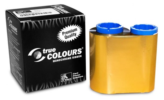 Cinta Monocromatica Color Oro 800015-106 para Impresora de Carnets Zebra P320i | 1000 Imagenes/Rollo, Impresión a una o dos caras, Incluye Rollo de Limpieza. Compatible con Impresoras Zebra P310i, P320i, P330i, P330m, P420i, P430i, P520i