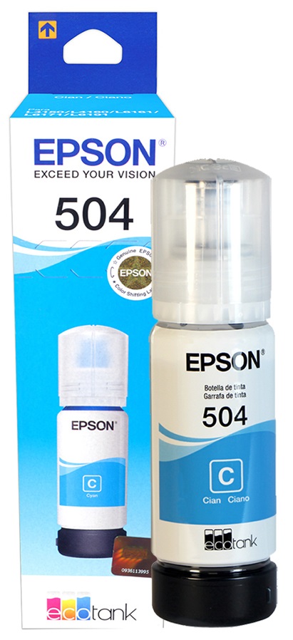 Tinta Epson 504 T504220 Cian / 6k | 2308 - Tinta Original Epson 504 Cian - Rendimiento Estimado: 6.000 Pág al 5%. Epson L4150 L4160 L6161 L6191 L14150 
