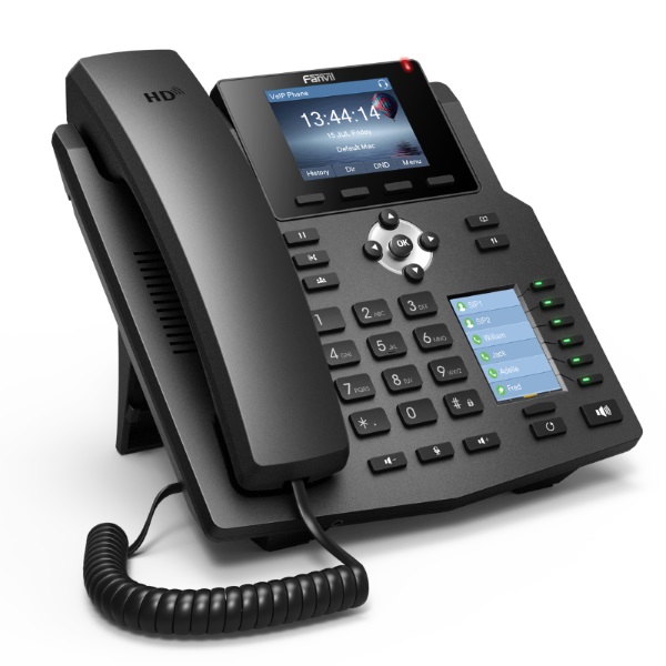 Telefono IP - Fanvil X4 PoE | 2305 - Telefono IP PoE, 4 líneas SIP, 1 Puerto LAN 10/100, 2 Pantallas LCD (Principal + DSS), VPN, VLAN, QoS, DHCP, PPPoE, Audio HD, Teclado de 32 teclas, Compatibilidad EHS auriculares Plantronics, Agenda 