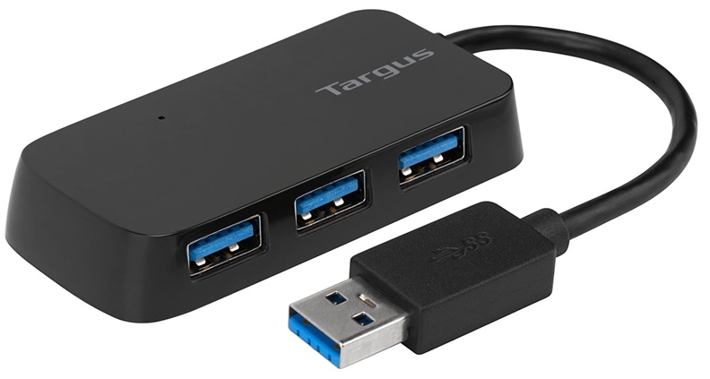 HUB 4-Puertos USB 3.0 - Targus ACH124US | 2109 - Concentrador de 4 puertos USB 3.0, Velocidad de transferencia hasta 10 veces más rápidas que USB 2.0, Compatible: Windows & Mac, Dimensiones: 76 x 39 x 13 mm, Peso: 37 gr, Color Negro.