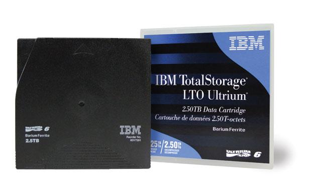 Cartucho LTO 6 Ultrium / IBM 00V7590 | 2307 - Data Tape Cartridge, Capacidad 2.5TB (6.25TB Comprimido), Tecnología LTO 6 Ultrium, Compresión 2.5: 1, Formato de medios reescribible, Tasa de transferencia 160 MB/s, Longitud 885 mts. LTO6