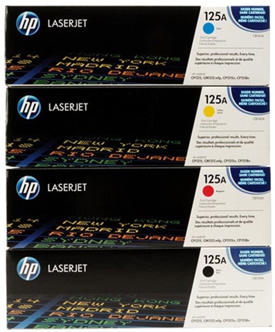 Toner para HP CM1013 / HP 125A | 2402 - Toner Original para HP Color LaserJet CM1013 MFP. El Kit Incluye: CB540A Negro, CB541A Cian, C542A Amarillo, CB543A Magenta. Rendimiento: Color 1.400 / Negro 2.200 Páginas al 5%. HP CM1312n CM1312nfi MFP