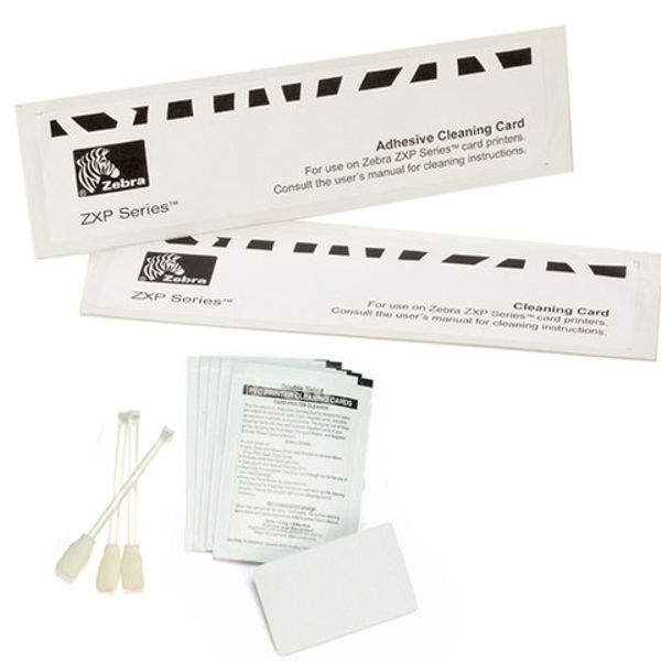 Kit de Limpieza Zebra 105999-704 para impresoras de Tarjetas PVC | Incluye 12 tarjetas de alimentación, 12 tarjetas de ruta de impresión, 12 tarjetas de limpieza de laminador, 12 hisopos de limpieza 3 tarjetas de limpieza. Compatible con Zebra ZXP 7
