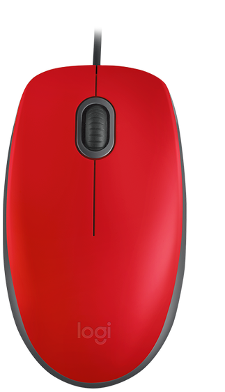 Mouse Alámbrico - Logitech Silent M110 / 910-005492 Rojo | 2109 - Mouse alámbrico, Sensor óptico, 1000 dpi, Botones: 3, Desplazamiento línea a línea, Rueda de desplazamiento, Conector: USB-A, Dimensiones:  113 x 62 x 38 mm, Peso: 85 g, Cable: 1.8 m