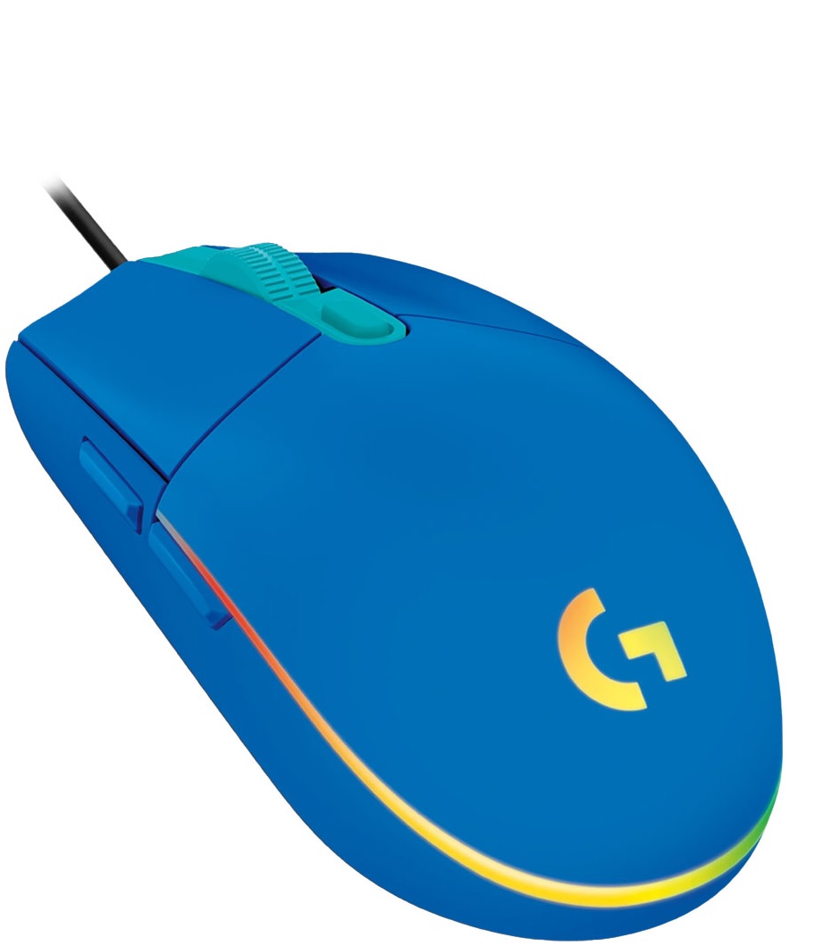 Mouse Alámbrico Gaming – Logitech G203 / 910-005792 - Azul | 2109 – Mouse Gaming, RGB Lightsync, 6 botones programables, Resolución: 200 – 8.000 dpi, Velocidad de respuesta, 1 ms, Rueda de desplazamiento, Conector: USB-A, Dimensiones: 117 x 62 x 38 mm