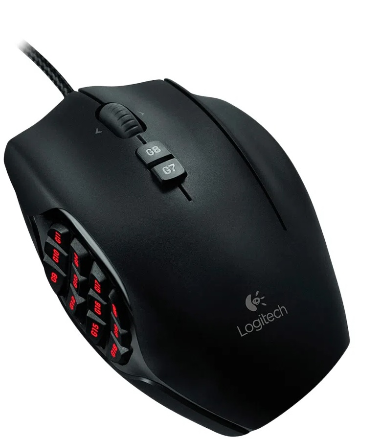 Mouse Alámbrico Gaming – Logitech G600 / 910-002864 | 2109 – Mouse Gaming, Sensor: Laser, Resolución: 200 – 8.200 dpi, Aceleración: > 30 G, Velocidad: > 160 ips, Velocidad: 1 ms, PTFE: 250 km, Memoria integrada: 1 perfil, Botones: 20, Interfaz: USB-A