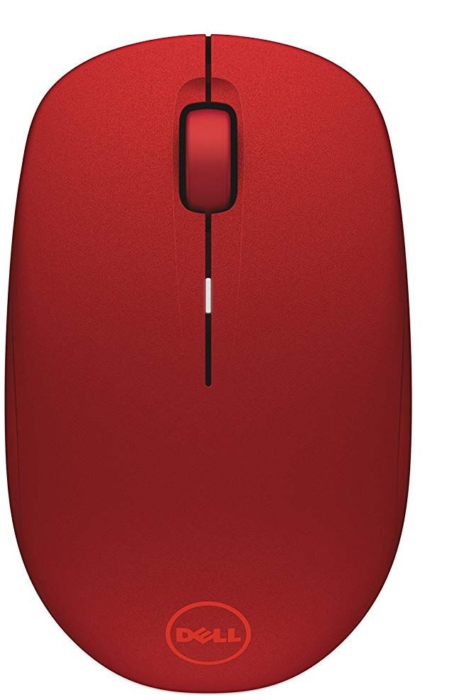 Mouse Inalámbrico - Dell WM126 / 4W71R | Sensor óptico: 1.000 ppp, Receptor inalámbrico USB, 3 botones, 1x USB - Interfaces USB tipo A de 4 pines, Rojo