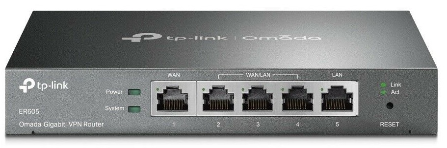 Router VPN TP-Link ER605 Omada / WAN Multiple | 2112 - Router VPN Omada, Balanceo de Carga, 3-Puertos Gigabit WAN/LAN, 1-Puerto LAN Gigabit, 1-Puerto WAN Gigabit, Memoria RAM 128MB, Memoria Flash 16MB, Rendimiento VPN IPsec 41.5 Mb/s, TL-R605 