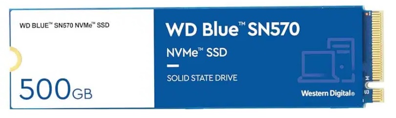SSD  500GB M.2 PCIe NVMe 2280 / WD Blue SN570 | 2305 - WDS500G3B0C / SSD Western Digital SN570, Formato: 2280, Tipo de NAND: TLC, Rendimiento de lectura secuencial: 3500MB/s, Rendimiento de escritura secuencial: 2300MB/s, Capacidad TBW: 300TB