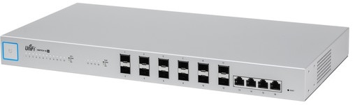Switch Administrable 10G de agregación - Ubiquiti US-16-XG | Puertos: 12x 10 Gb SFP, 4x 10 Gb Ethernet, 1x Ethernet, Tasa de reenvío: 238.1 Mpps, Cambio de ancho de banda: 320 Gb / s, 160 Gb / s, Potencia: 56W