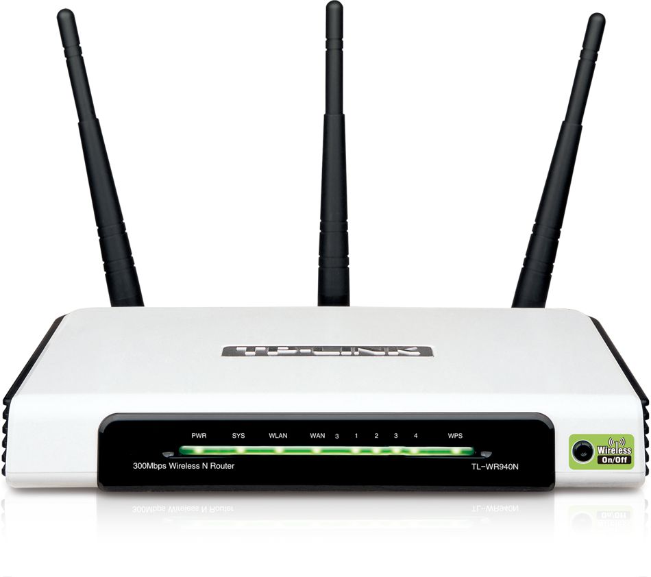 Router Inalámbrico TP-Link TL-WR940N / 300 Mbps | 2110 - Router TP-Link Wireless-N 300 Mbps, 4-Puertos Ethernet 10/100, 1-Puerto WAN 10/100, 3-Antenas Omnidirecionales de 5dBi, Tecnología MIMO 3x3, Banda 2.4GHz, QoS, Encriptación WPA/WPA2, Boton QQS