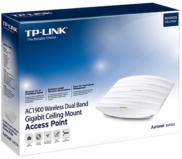  Access Point Wireless AC-1900 Mbps - TP-Link EAP330 | Wi-Fi 802.11ac, Dual-Band Gigabit inalámbrica, Tecnología MIMO, Frecuencia 2.4 & 5 GHz, 6 Antenas internas, 2 Puertos LAN Gigabit, PoE Compatible, Multiple SSIDs, QoS, Kit de montaje en techo
