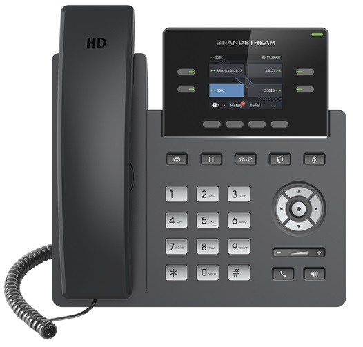 Telefono IP 2-Lineas – Grandstream GRP-2612 | 2206 - Teléfono IP de 2 líneas para alta demanda con características de seguridad de Grado Operador, 2 Cuentas SIP, 2 líneas y 4 teclas de línea multiuso, 2-Puertos de Red 10/100, Pantalla LCD 