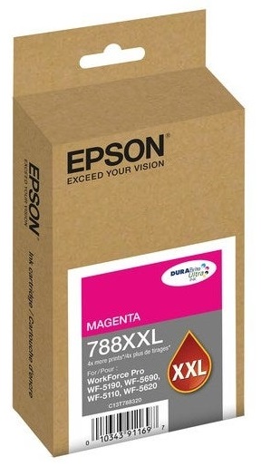 Tinta Epson 788XXL Magenta / 4k | 2308 - Cartucho de Tinta Original Epson T788XXL320-AL C13T788320 Magenta. Rendimiento Estimado: 4.000 Pág. al 5%. Impresoras Compatibles: Epson WorkForce Pro WF-5110, WF-5620, WF-5190, WF-5690 