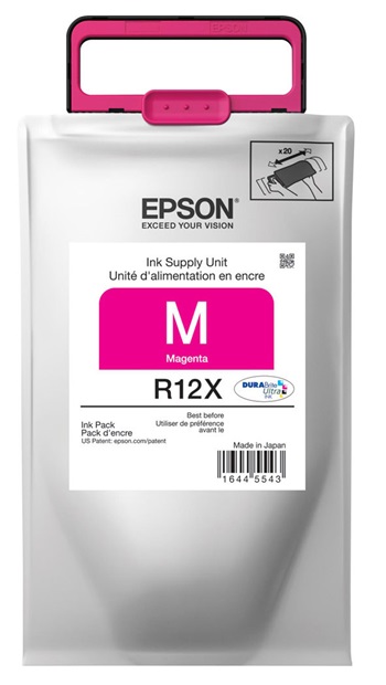 Tinta Epson R12X Magenta / 20k | 2301 - Tinta Original Epson TR12X320 Magenta. Rendimiento Estimado 20.000 Páginas al 5%. Impresoras Compatibles: Epson WorkForce Pro WF-R4640, WF-R5690, F-R5190 