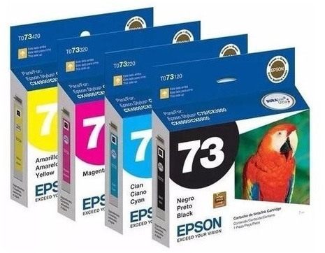 Tinta para Epson Stylus CX5600 | 2110 - Tinta Original Epson. El Kit Incluye: T090120 Negro, T073220 Cyan, T073320 Magenta, T073420 Amarilla.  