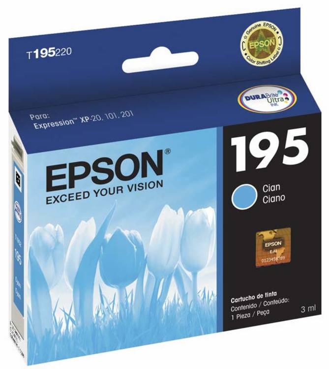 Tinta Epson 195 T195220-AL Cian | 2301 - Tinta Original Epson 195  Cian  