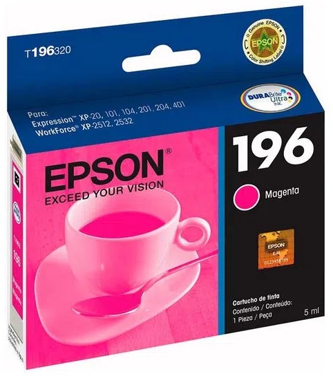 Tinta Epson 196 T196320-AL Magenta | 2110 - Tinta Original Epson T196320-AL Magenta 