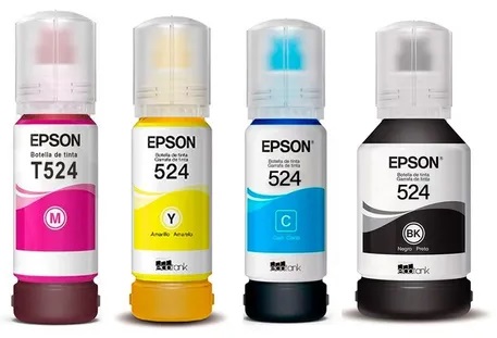 Tinta para Epson L15150 / T524 | 2402 - Tinta Original Epson 524 para Epson EcoTank L15150. El Kit Incluye: T524120 Negro, T524220 Cian, T524220 Magenta, T524420 Amarillo. Rendimiento: Negro 7.500 / Color 6.000 Páginas al 5%. 