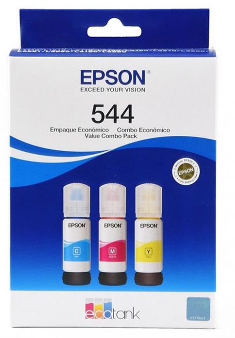 Tinta Epson 544 T544520-Tri / Pack Tri-Color | 2301 - Tinta Original Epson 544. El Kit incluye: T544220 Cian, T544320 Magenta, T544420 Amarilla. Rendimiento estimado: Color 7500 Páginas / Negro 4500 Páginas al 5%