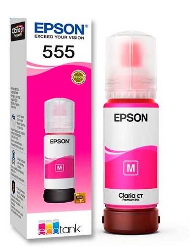 Tinta Epson 555 T555320 Magenta / 70ml | 2308 - Cartucho de Tinta Original Epson 555. Rendimiento estimado: 7.300 Páginas al 5%. L8180 