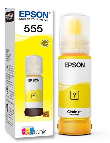 Tinta Epson 555 T555420 Amarillo / 70ml | 2308 - Cartucho de Tinta Original Epson 555. Rendimiento estimado: 7.300 Páginas al 5%. L8180 