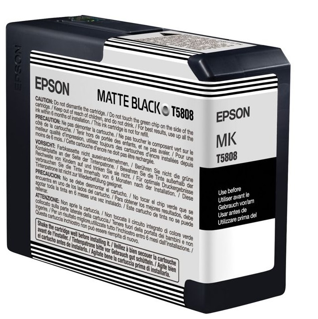 Tinta Epson T5808 Negro Matte / 80 ml | 2202 - Cartucho de Tinta Original Epson T580800 Negro Matte de 80 ml. Impresoras Compatibles: Epson Stylus Pro 3800, 3880  