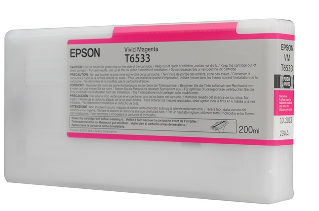 Tinta Epson T6533 Magenta / 200ml | 2301 - Cartucho de Tinta Original Epson T653300 Mgenta de 200 ml. Plotters Compatibles: Epson Stylus Pro 4900 