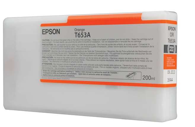 Tinta Epson T653A Naranja / 200ml | 2301 - Cartucho de Tinta Original Epson T653A00 Naranja de 200 ml. Plotters Compatibles: Epson Stylus Pro 4900 