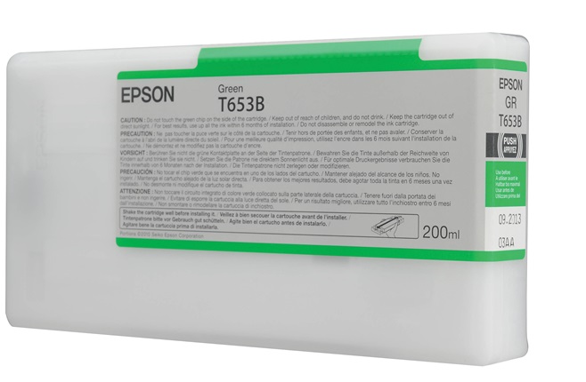 Tinta Epson T653B Verde / 200ml | 2301 - Cartucho de Tinta Original Epson T653B00 Verde de 200 ml. Plotters Compatibles: Epson Stylus Pro 4900 