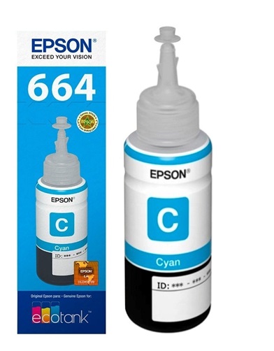 Tinta Epson 664 T664220 Cian / 70ml | 2308 - Cartucho de Tinta Original Epson 664 - Rendimiento Estimado 4.000 Páginas al 5%.
