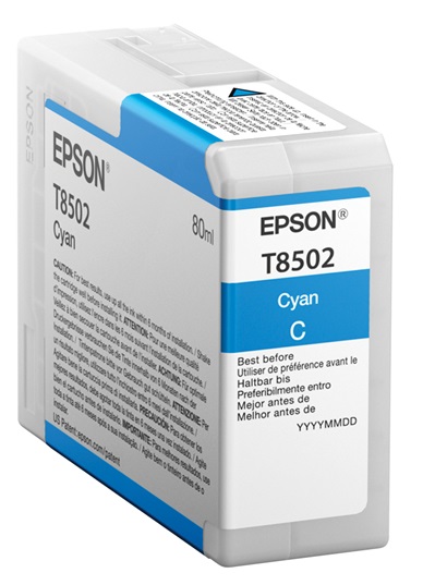 Tinta Epson T8502 Cian / 80ml  | 2301 - Cartucho de Tinta Original Epson T850200 Cian de 80 ml. Impresoras Compatibles: Epson SureColor P800 
