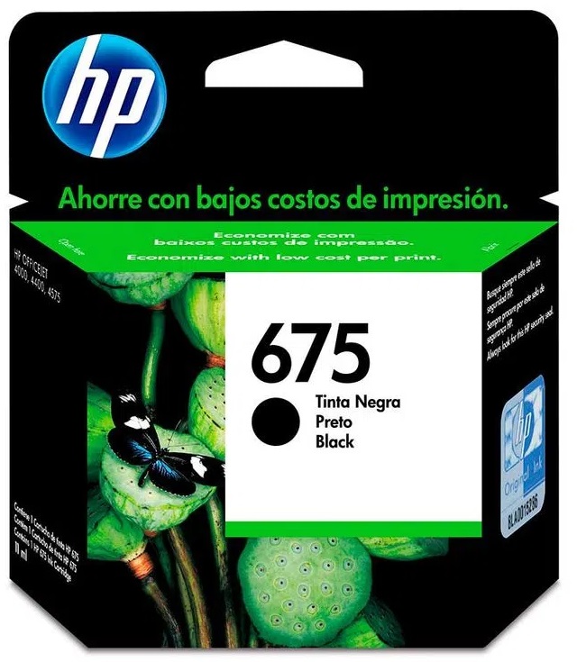Tinta HP 675 CN690AL Negro / 0.6k | 2301 - HP 675 / Cartucho de Tinta Original HP CN690AL Negro. Rendimiento Estimado 600 Páginas al 5%  