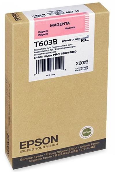 Tinta Epson T603B Magenta / 220ml | 2301 - Cartucho de Tinta Original Epson T603B00 Magenta de 220ml. Plotters Compatibles: Epson Stylus Pro 7800, 9800, 9880 