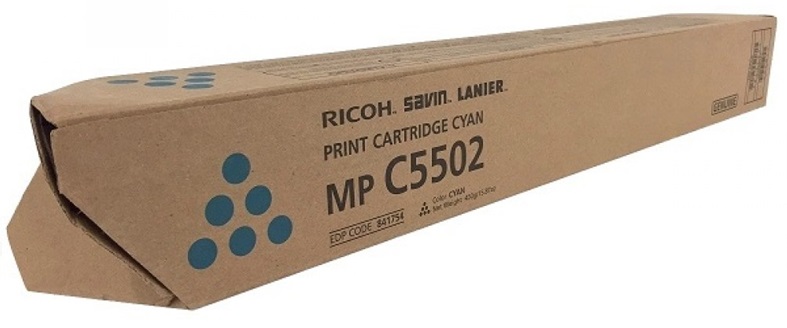 Toner Ricoh 841754 Cian / 22.5k | 2110 - Toner Original Ricoh MP C5502 Cian. Rendimiento Estimado: 22.500 Páginas al 5%.  841682
