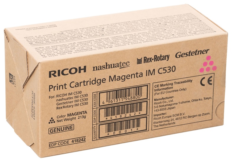 Toner Ricoh IM C530 / Magenta 18k | 2310 / 418238 - Toner Original Ricoh IN C530 Magenta. Rendimiento 18.000 Páginas al 5%. 418242 Ricoh IM C530FB 