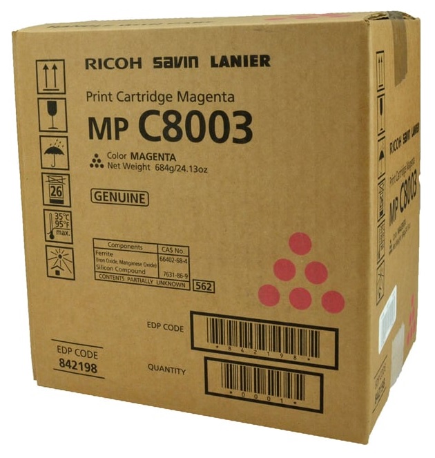 Toner Ricoh MP C8003 / Magenta 26k | 2310 / 842198 - Toner Original MP C8003 Magenta. Rendimiento 26.000 Páginas al 5%. Ricoh IM C6500 MP C6503 IM C8000 MP C8003 