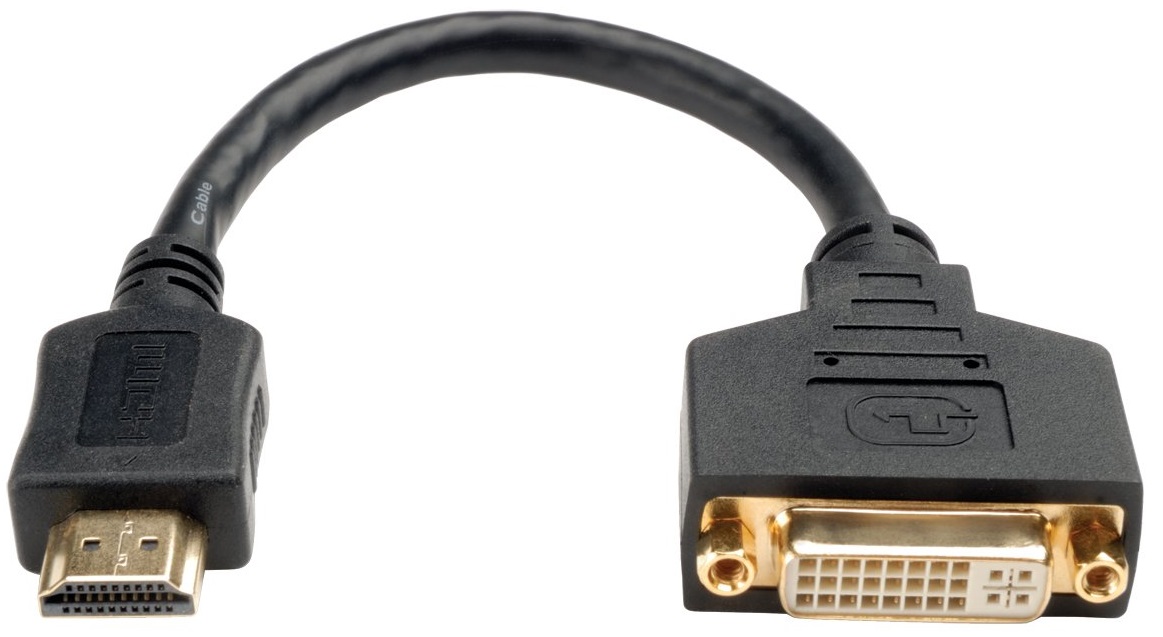 Convertidor de HDMI a DVI - TrippLite P132-08N | Para uso con dispositivos de Audio & Video, Televisores, Monitores. Primer extremo: 1x DVI-D Hembra - Segundo extremo: 1x HDMI Macho. Conector chapado en oro, Garantía de por vida