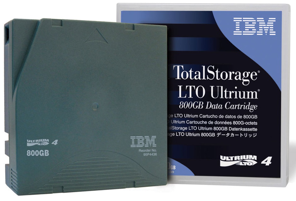 Cartucho LTO 4 Ultrium / IBM 95P4436 | 2307 - Data Tape Cartridge, Capacidad 800GB (1.6TB Comprimido), Tecnología LTO 4 Ultrium, Compresión 2.0: 1, Formato de medios reescribible, Transferencia nativa 240 MB/s, 820 mts. 